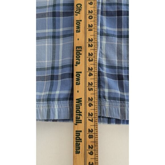 L.L.Bean Men’s M Fleece Lined Flannel Shirt Blue Plaid Button Front Long Sleeve - Picture 12 of 14